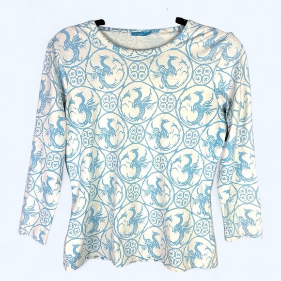 J.Mclaughlin Shirt Catalina Cloth Crew Neck Dragon Performance Top Size Small - Picture 1 of 9